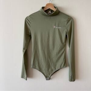 Champion Women's Bodysuit Green Long Sleeve Top size S Open Back
